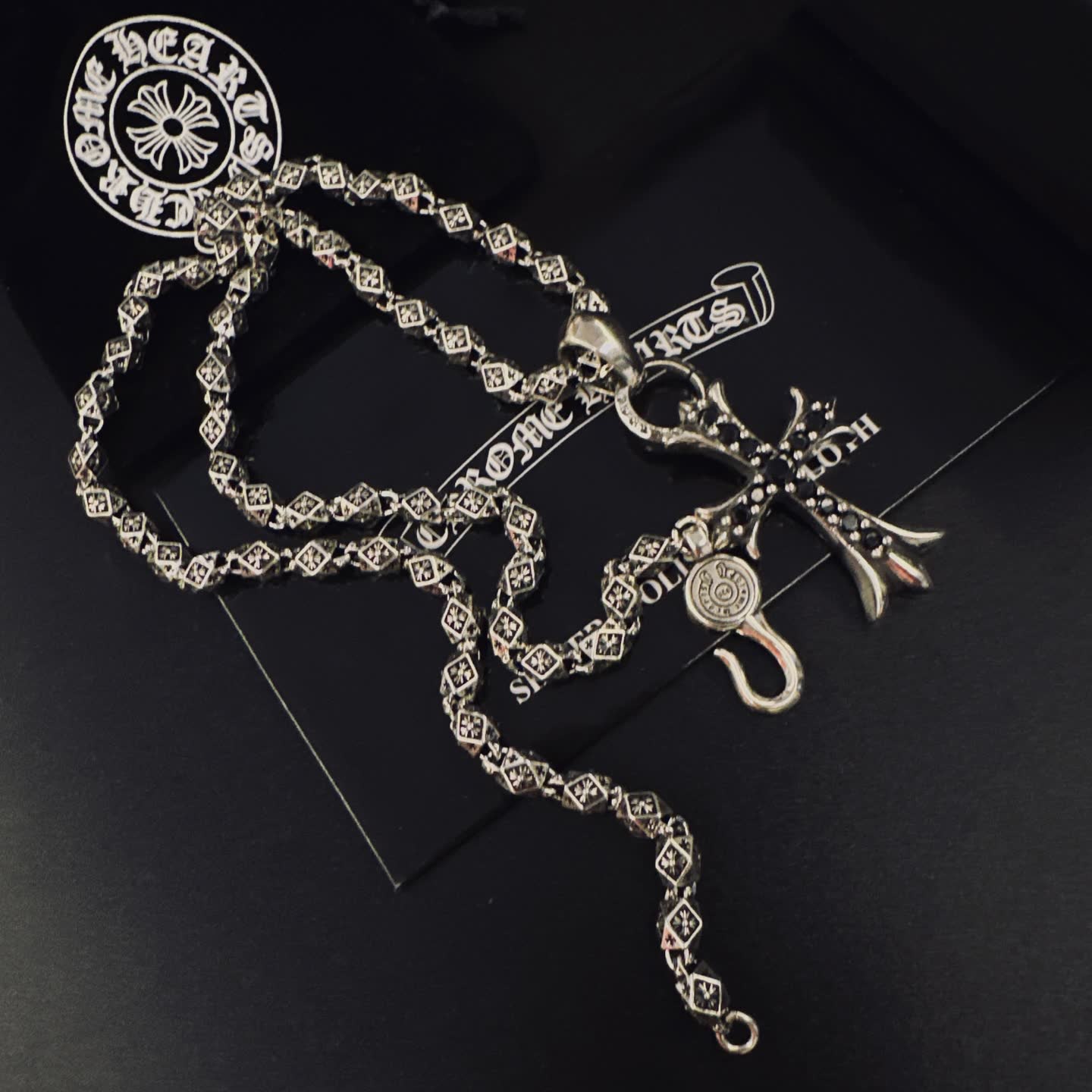 Chrome Hearts Silver Cross Pendant Necklace
